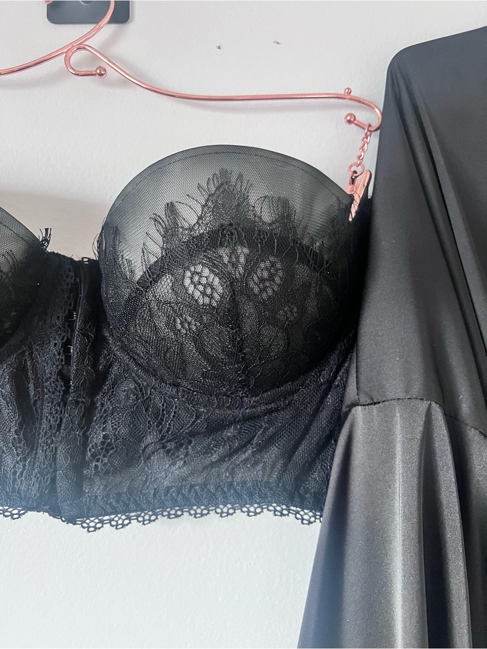 Black Lace Strapless Bustier with Matching Panty